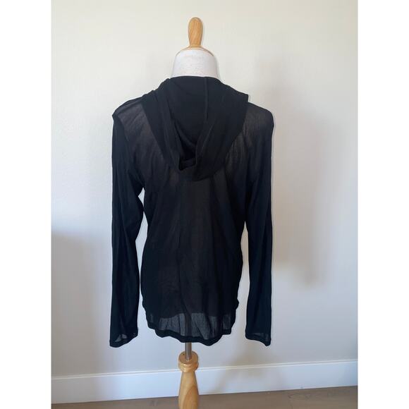 Tripp NYC Mesh Hoodie Top Snap Front Black L/S Size Large - Picture 6 of 9